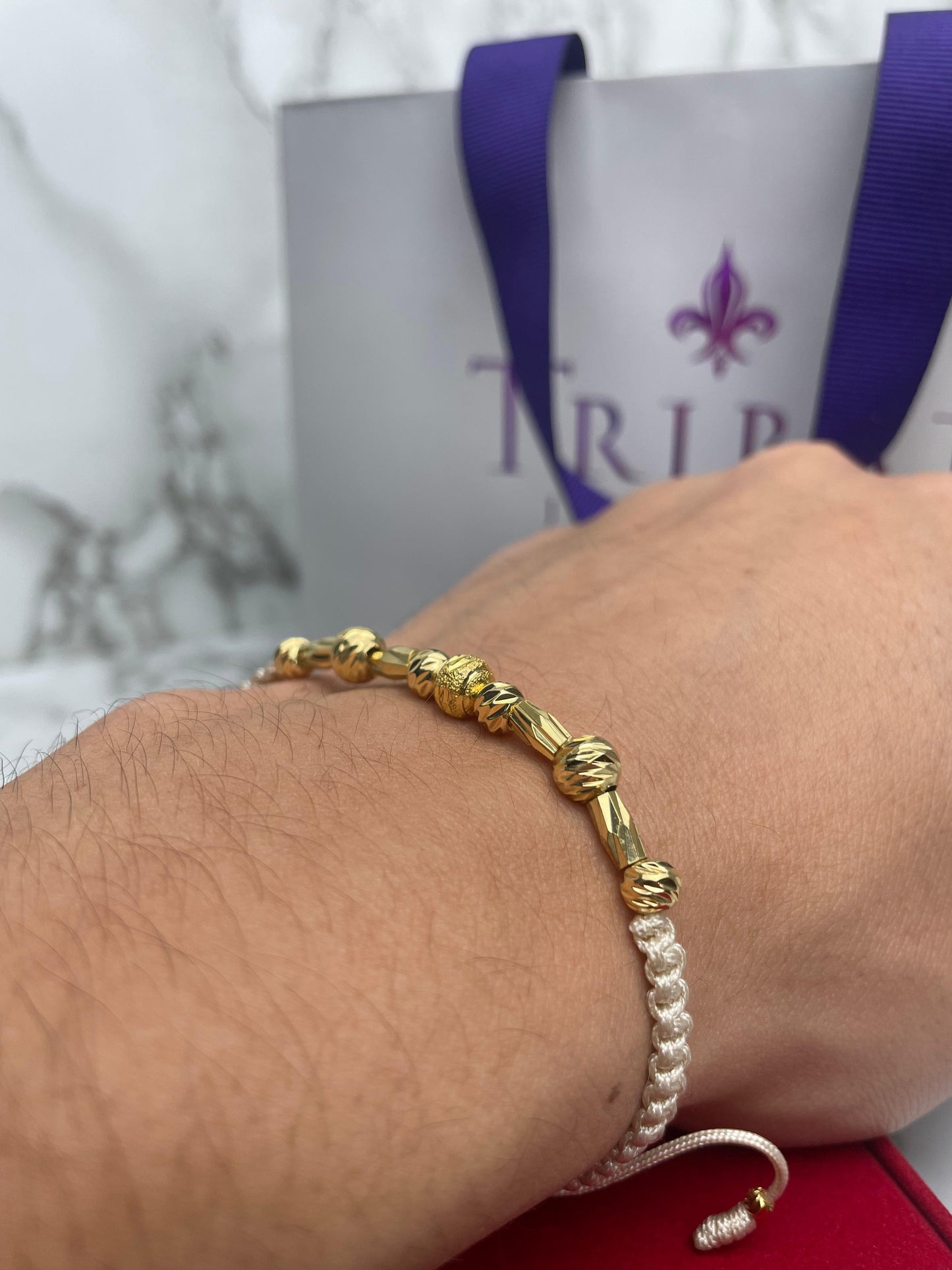 Pulsera Tejida Balin Italy, Diamantado y Canutillo Oro Laminado 18 K BG